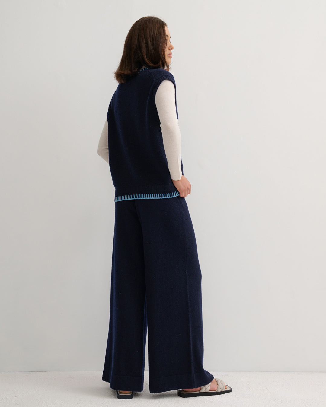 CASHMERE POWER PANTS - NAVY