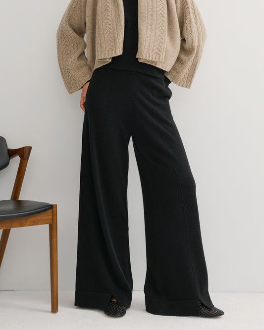 CASHMERE POWER PANTS - BLACK