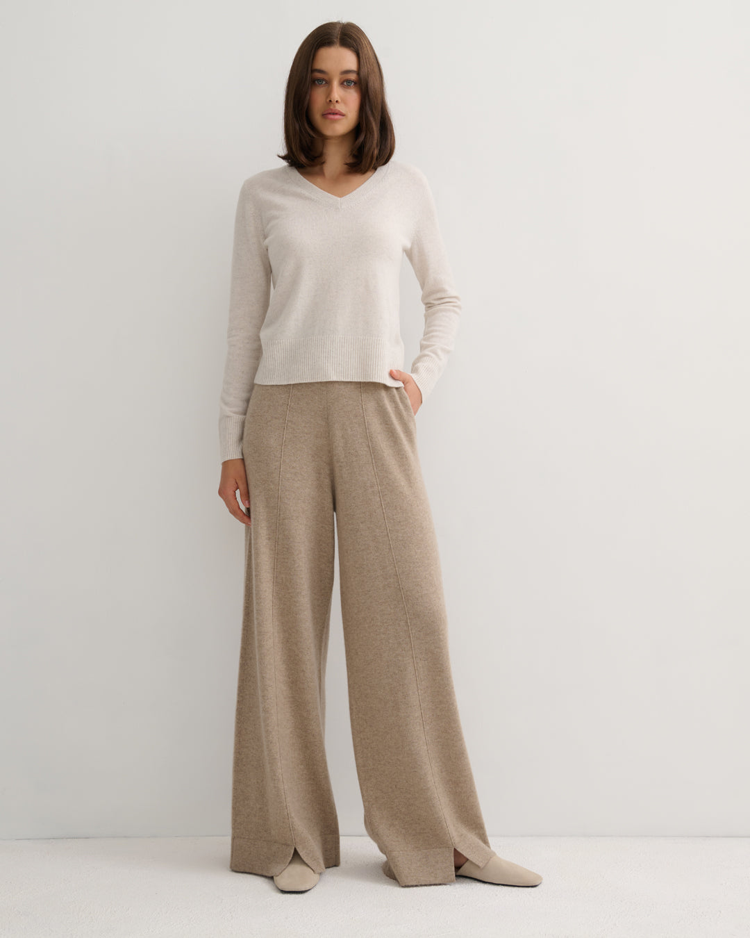 CASHMERE POWER PANTS - SHIITAKE RAW