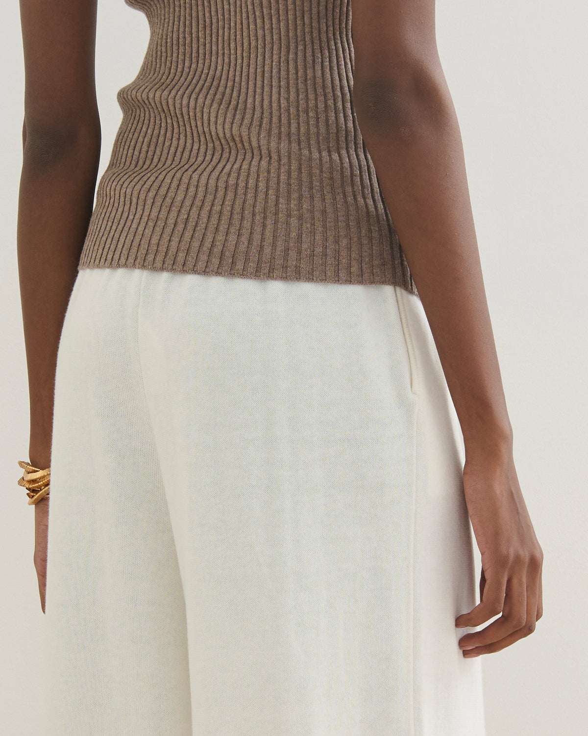 COTTON CASHMERE BALLOON PANTS - PEARL WHITE