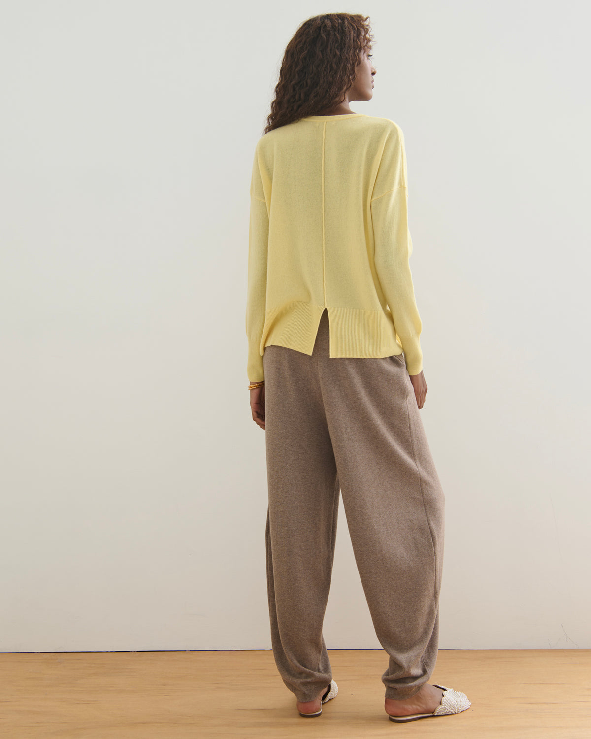 COTTON CASHMERE BALLOON PANTS - TAUPE