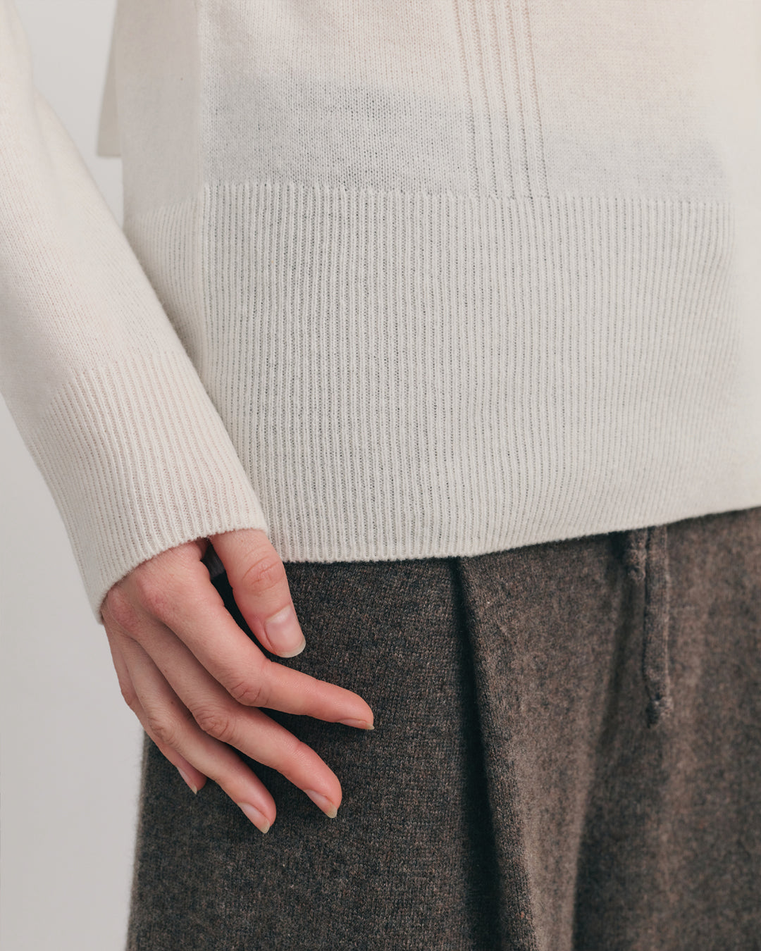 CASHMERE WIDE LEG PANTS - CHESTNUT
