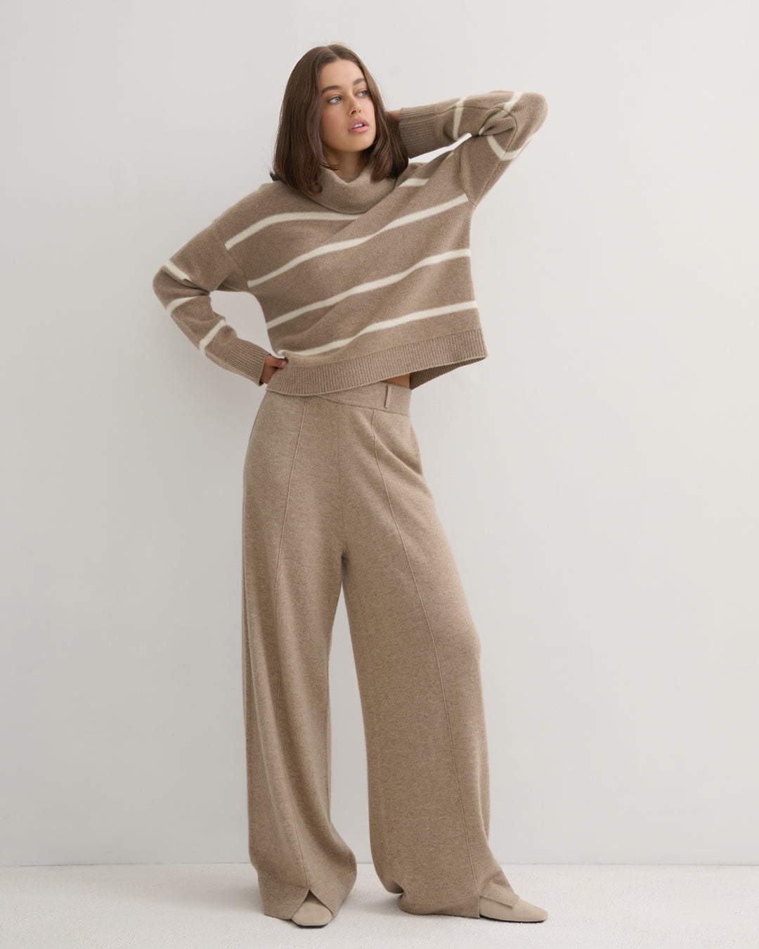 CASHMERE POWER PANTS - SHIITAKE RAW