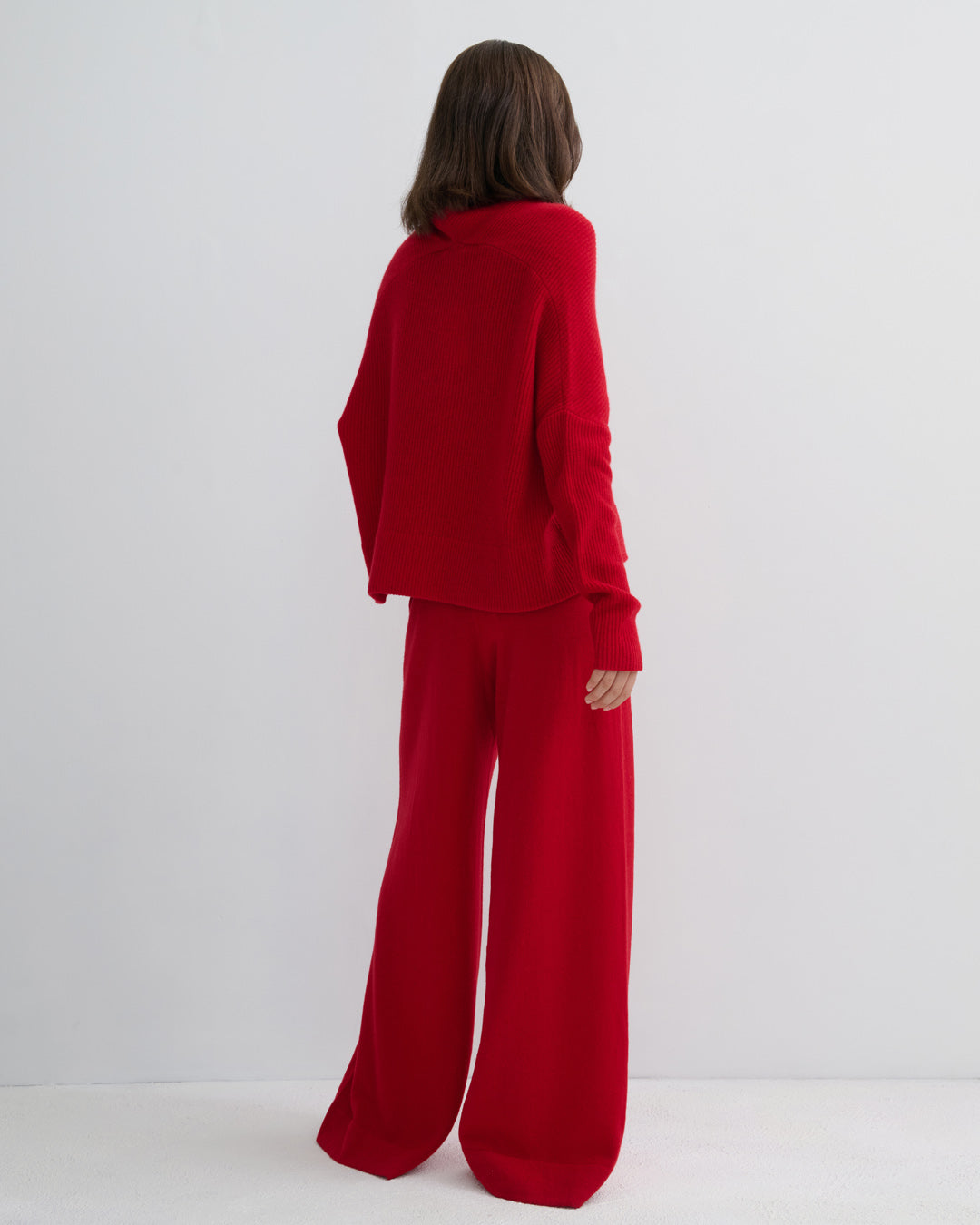 RIB KNIT COWL NECK CROP TOP - SCARLET RED