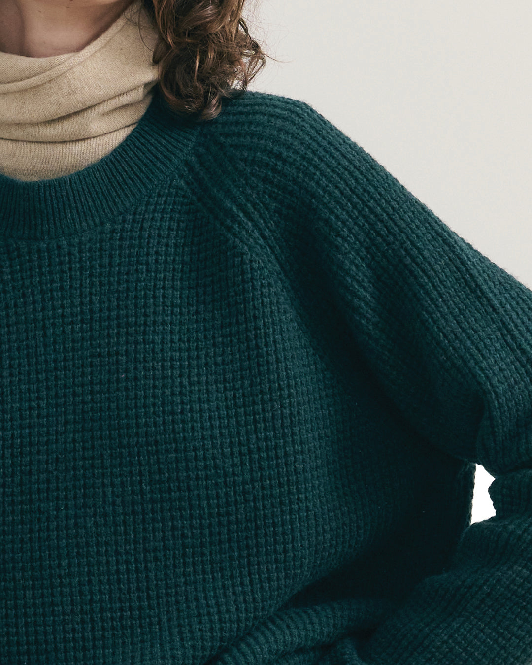 NOMADIC TEXTURED KNIT YAK CREW - DEEP FOREST GREEN