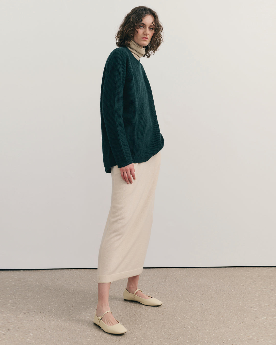 NOMADIC TEXTURED KNIT YAK CREW - DEEP FOREST GREEN