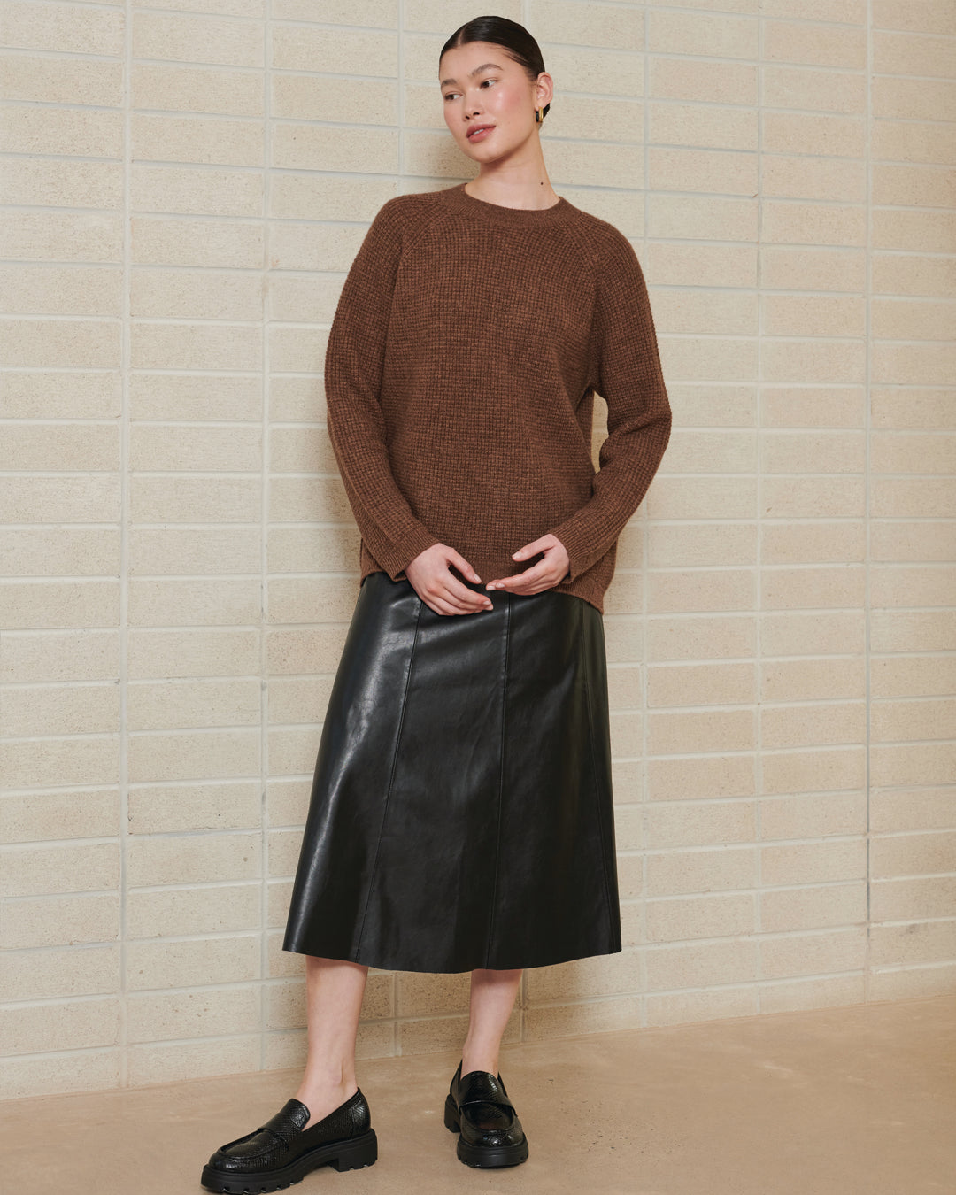 NOMADIC TEXTURED KNIT YAK CREW - DEEP FOREST GREEN