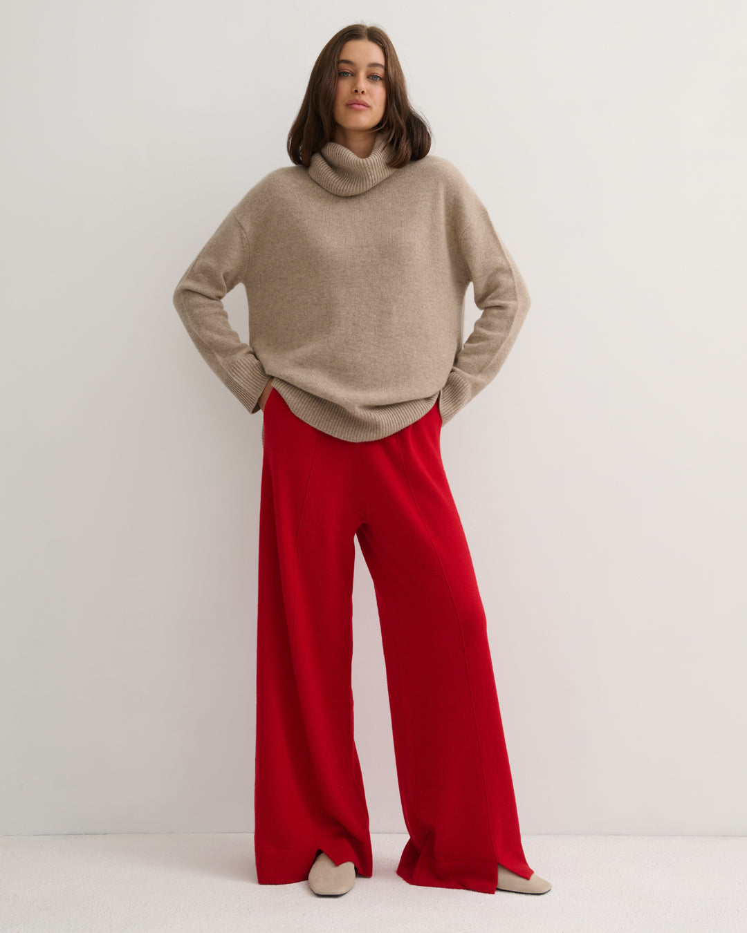 CHUNKY OVERSIZED ROLLNECK PULLOVER - SHIITAKE RAW