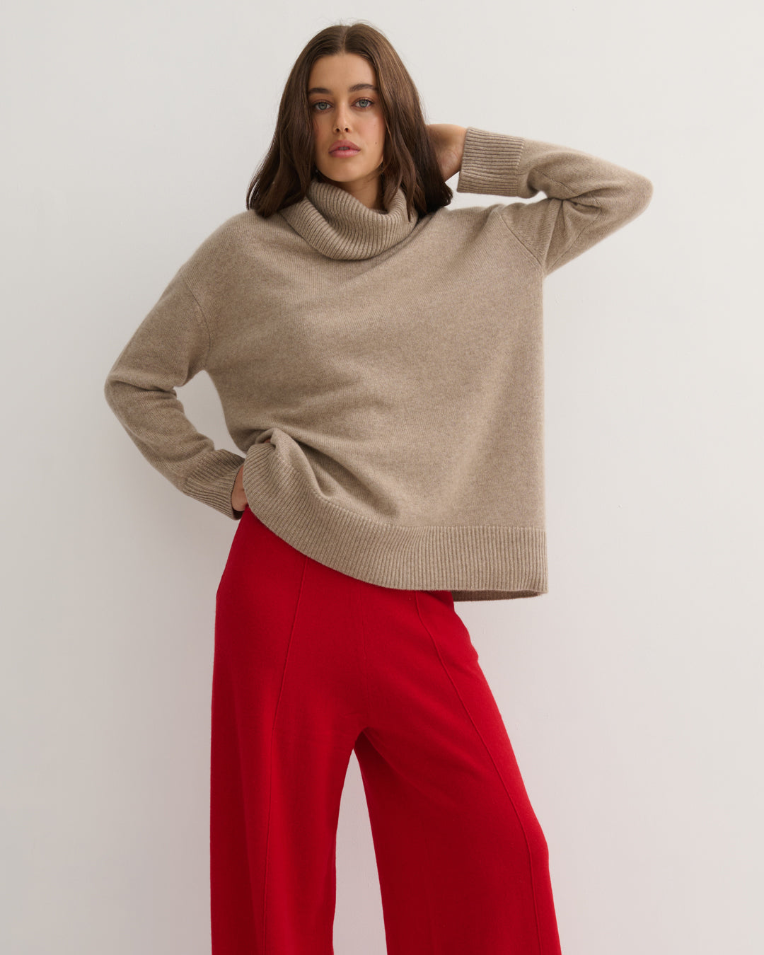 CHUNKY OVERSIZED ROLLNECK PULLOVER - SHIITAKE RAW