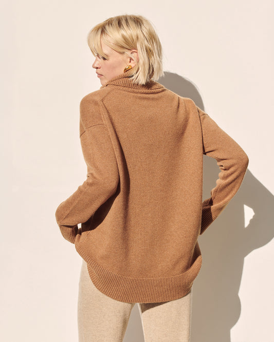 CHUNKY OVERSIZED ROLLNECK PULLOVER - VICUNA