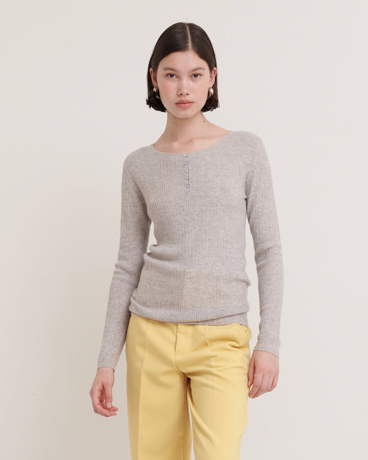 SUPERFINE CASHMERE HENLEY PULLOVER