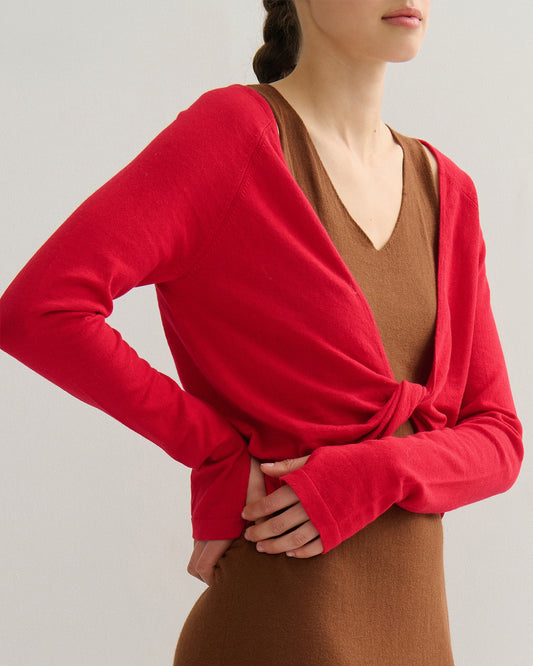 COTTON CASHMERE TWIST TOP - RED