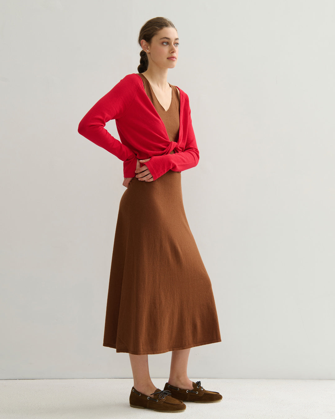 COTTON CASHMERE TWIST TOP - RED
