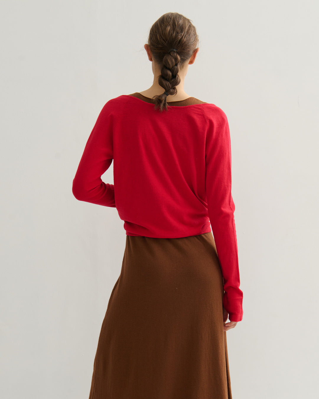 COTTON CASHMERE TWIST TOP - RED