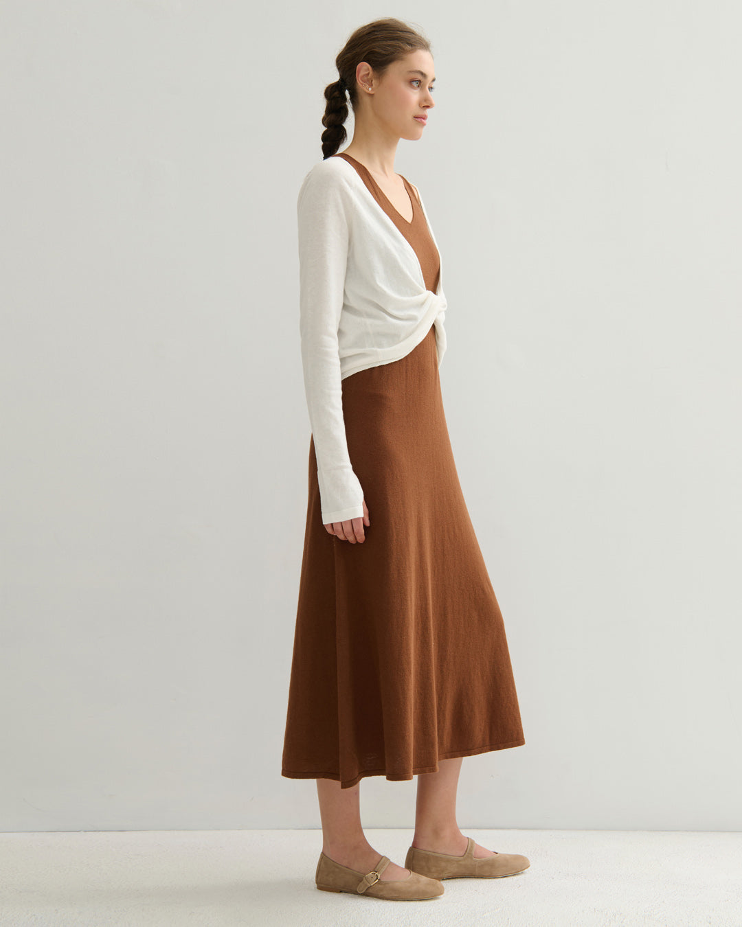 COTTON CASHMERE TWIST TOP - PEARL WHITE