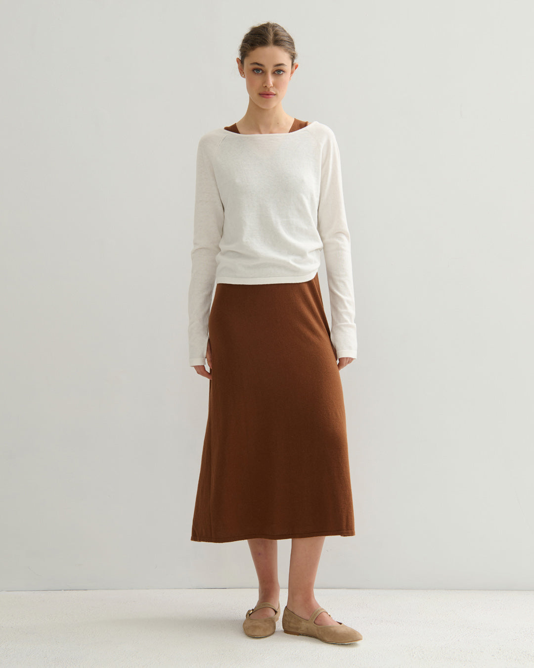 COTTON CASHMERE TWIST TOP - PEARL WHITE