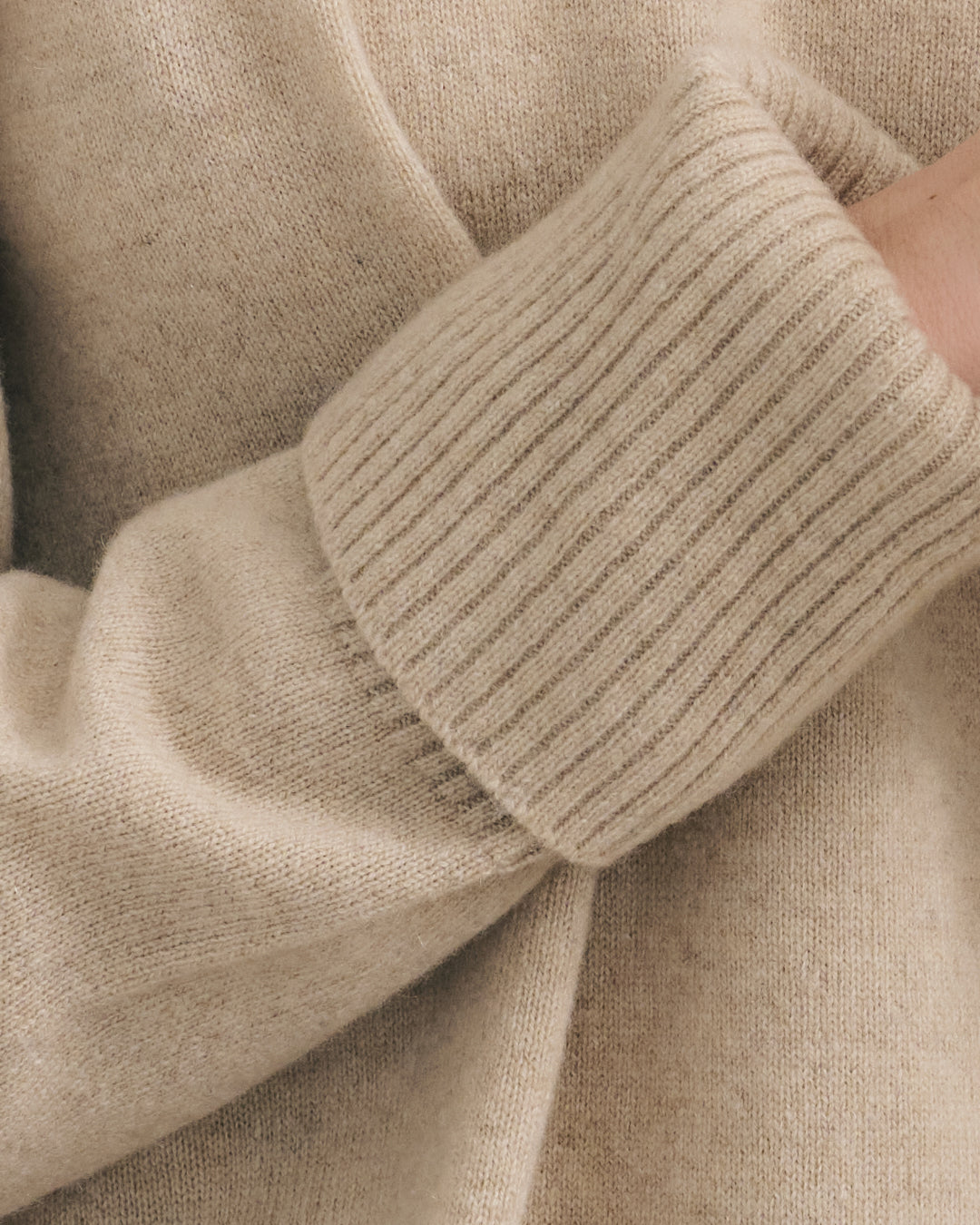 CASHMERE RELAXED CREW NECK PULLOVER - BEIGE RAW
