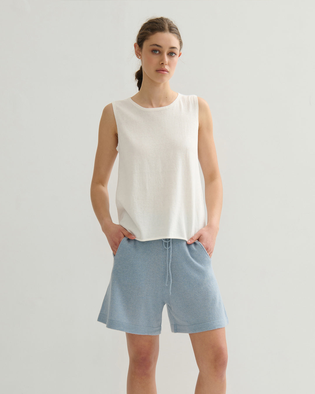 COTTON CASHMERE TANK TOP - PEARL WHITE