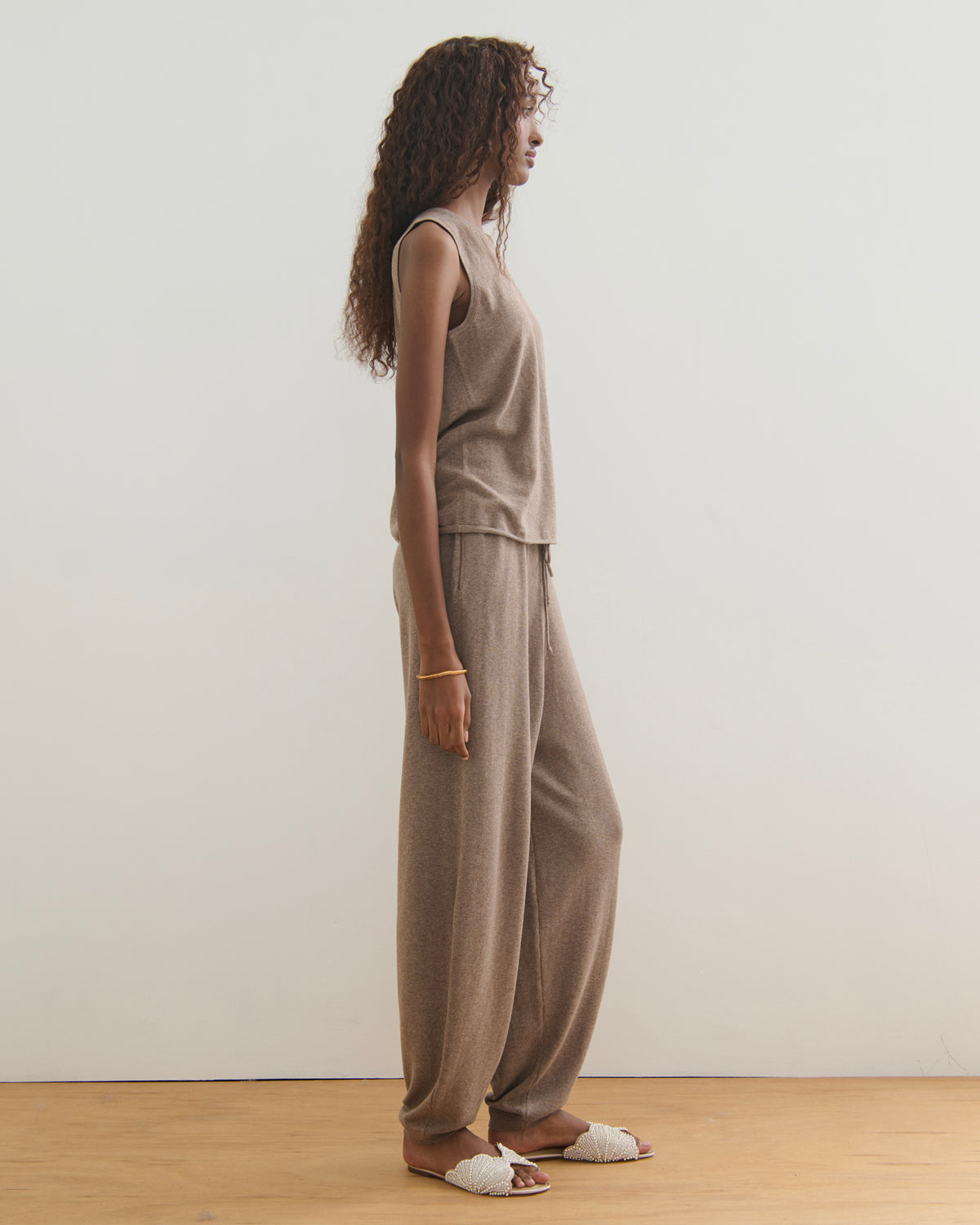 COTTON CASHMERE TANK TOP - TAUPE