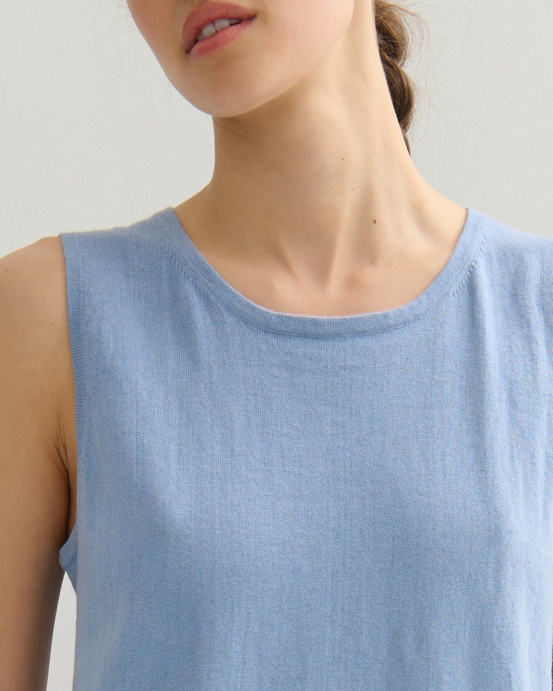 COTTON CASHMERE TANK TOP - WASHED BLUE
