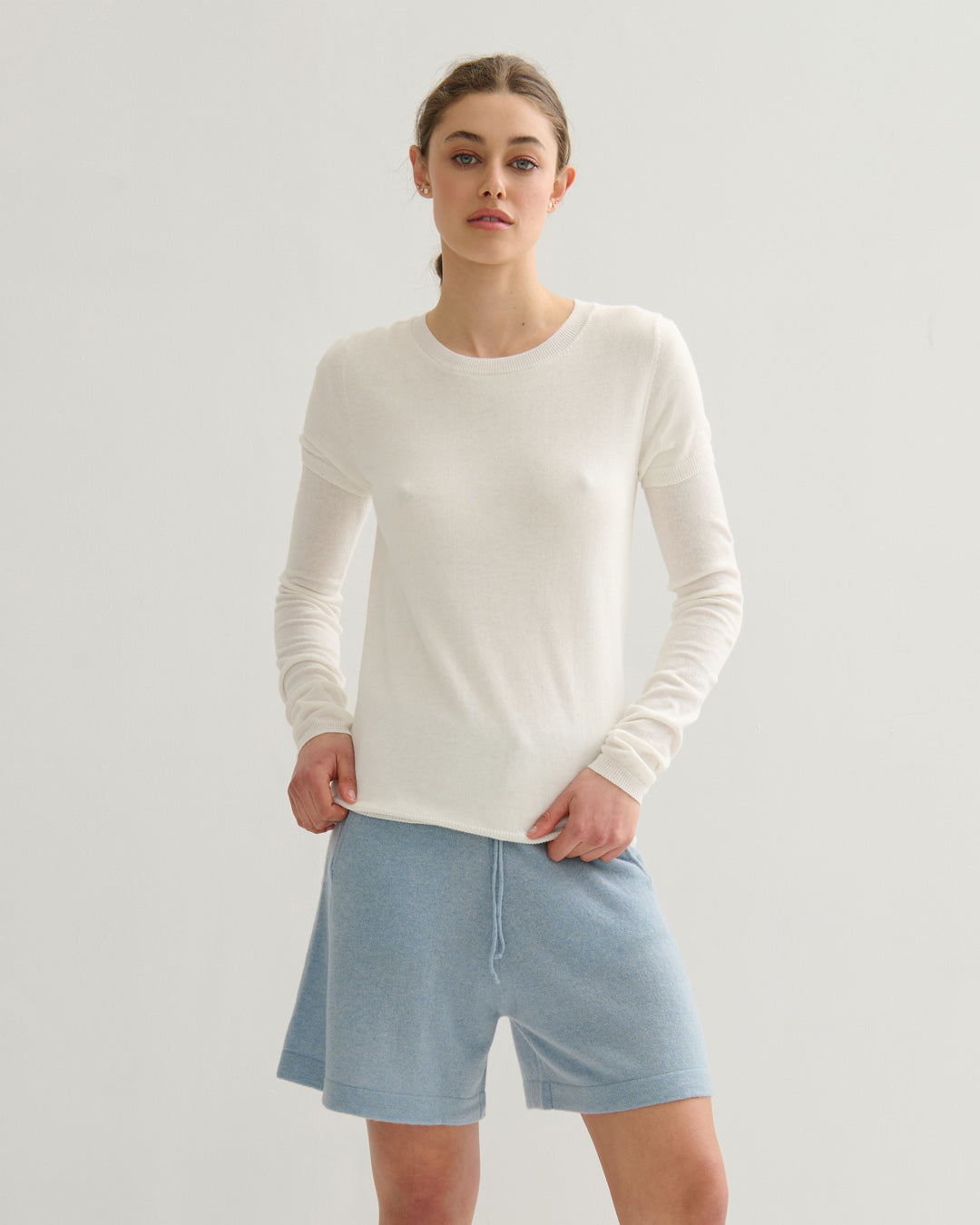 SOUFFLÉ DOUBLE-LAYER COTTON CASHMERE TEE