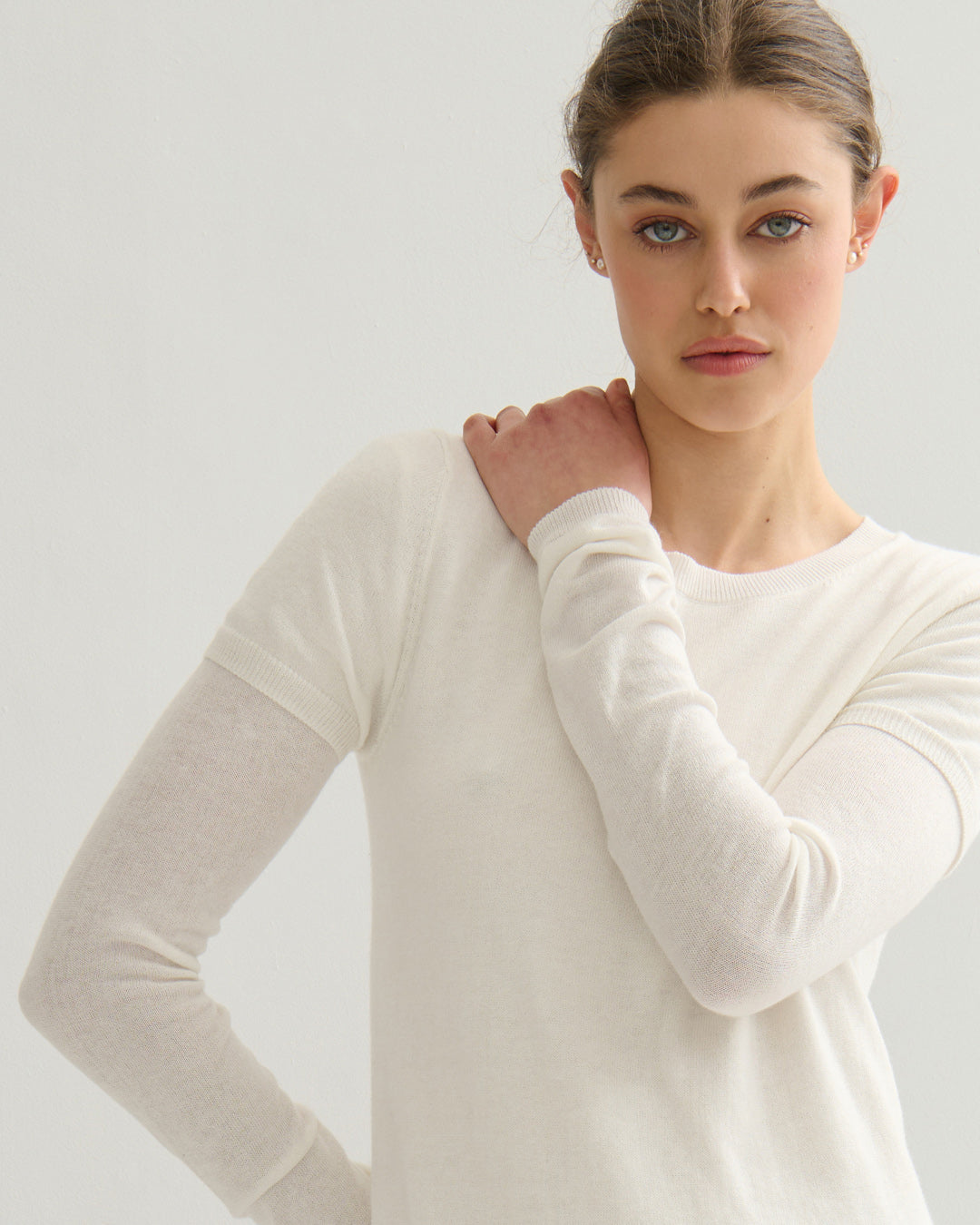 SOUFFLÉ DOUBLE-LAYER COTTON CASHMERE TEE
