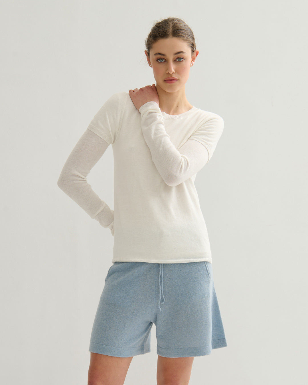 SOUFFLÉ DOUBLE-LAYER COTTON CASHMERE TEE