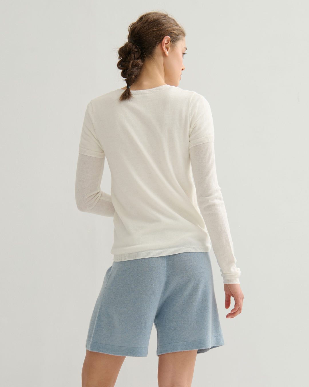 SOUFFLÉ DOUBLE-LAYER COTTON CASHMERE TEE