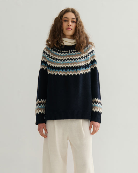 HIGHLAND CASHMERE FAIR ISLE - NAVY