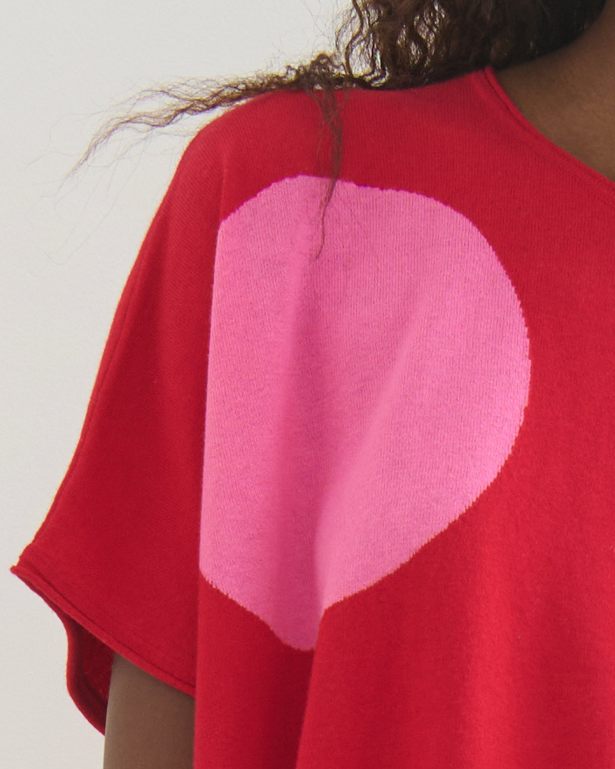 AIRY POLKA COTTON CASHMERE TOP - RED PINK