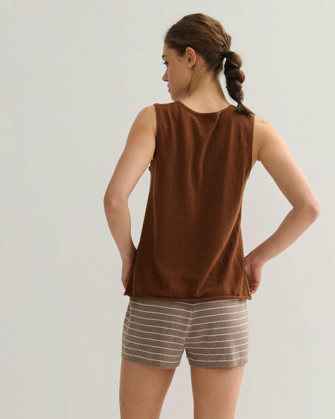 COTTON CASHMERE TANK TOP - BURNT CARAMEL