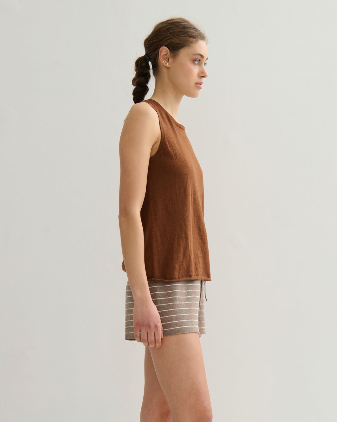 COTTON CASHMERE TANK TOP - BURNT CARAMEL