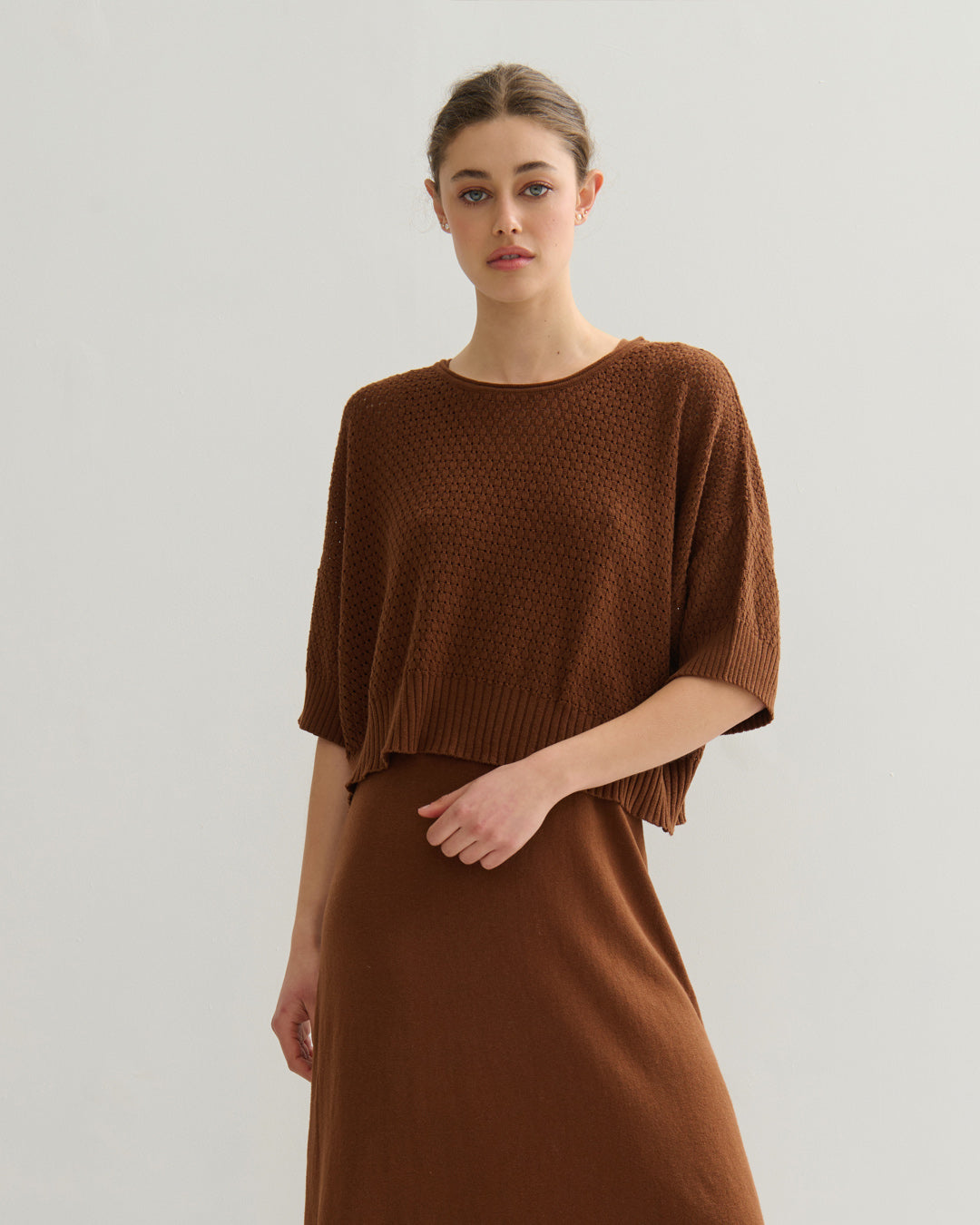 SORRENTO LOOSE FIT PULLOVER - BURNT CARAMEL