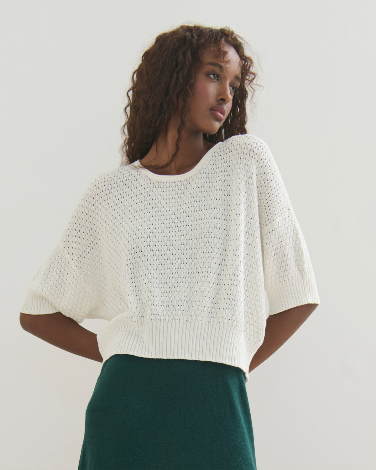 SORRENTO LOOSE FIT PULLOVER - PEARL WHITE