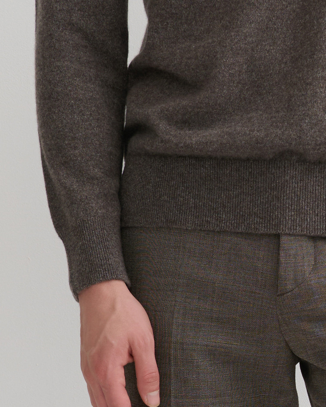 Texture detail of pure Mink Marled cashmere fine knit
